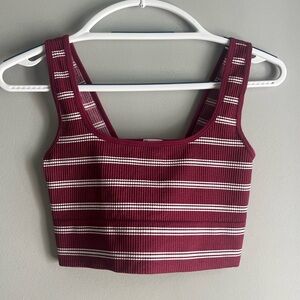 women’s small ribbed striped red and white no boundaries tank top stretchy crop